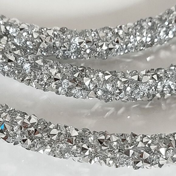 ✨💎🐍 Snake Rhinestone Bendable Design Blingy Statement Open Choker Necklace NEW - Picture 5 of 17